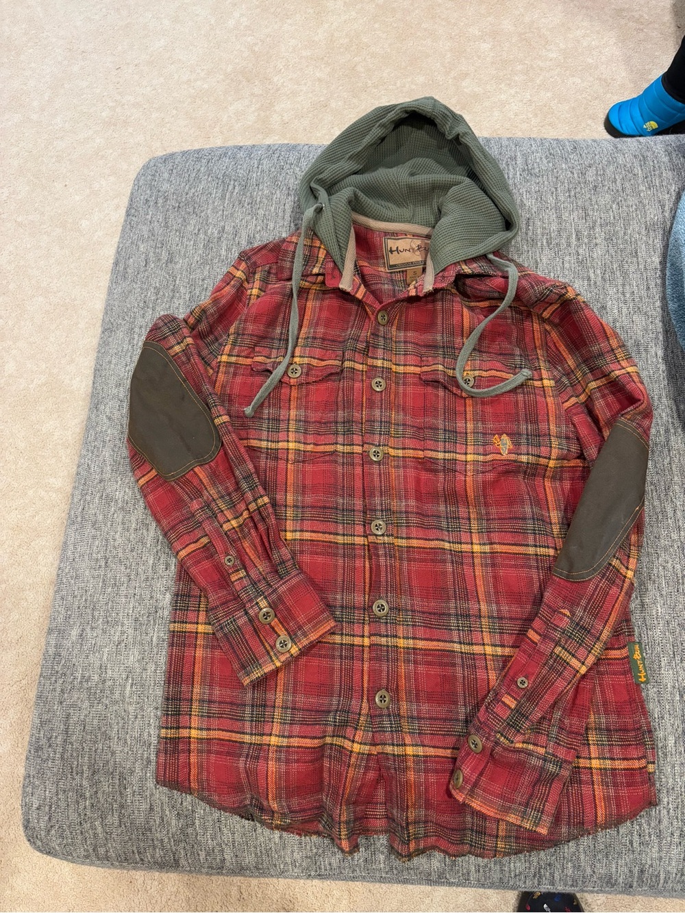 Hawke & Co Red Plaid Hooded Button-Down Shirt Jacket